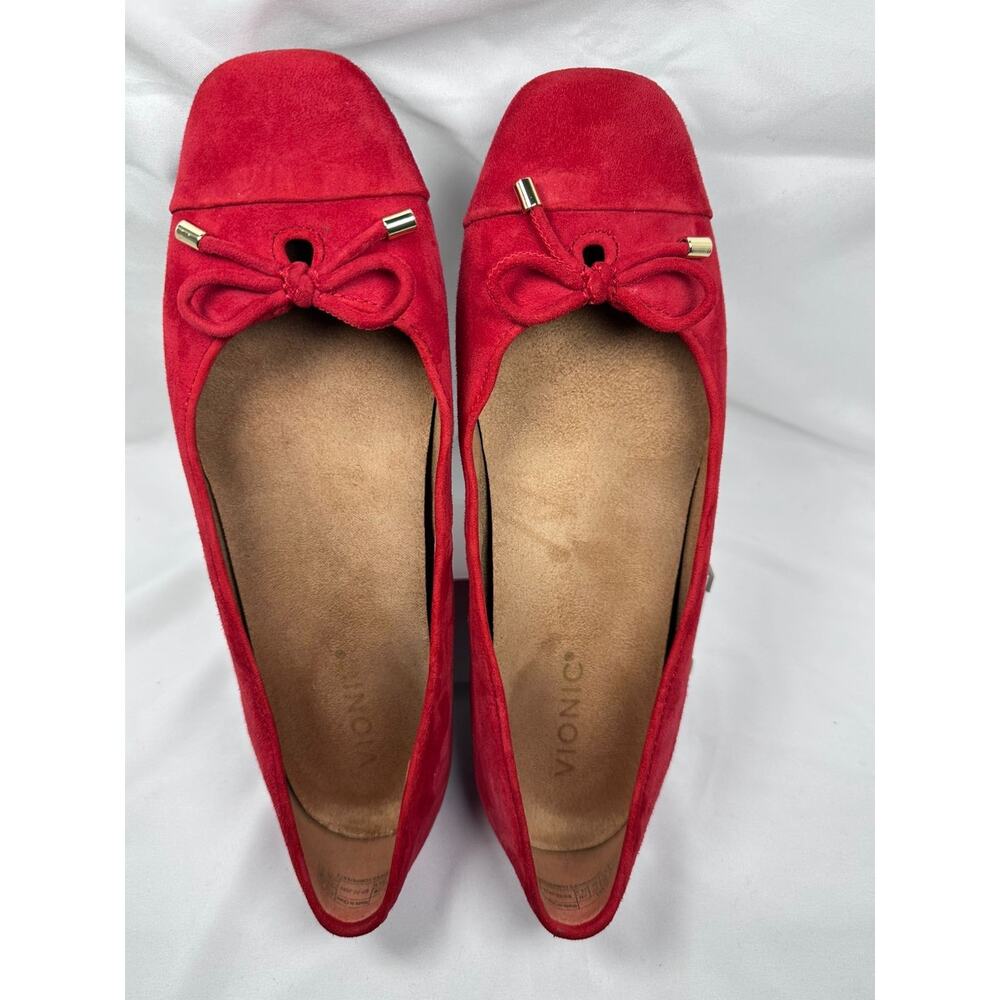 Vionic Klara Women's Size 9 M Casual Red Suede Flats Shoes With Bow - Picture 3 of 9